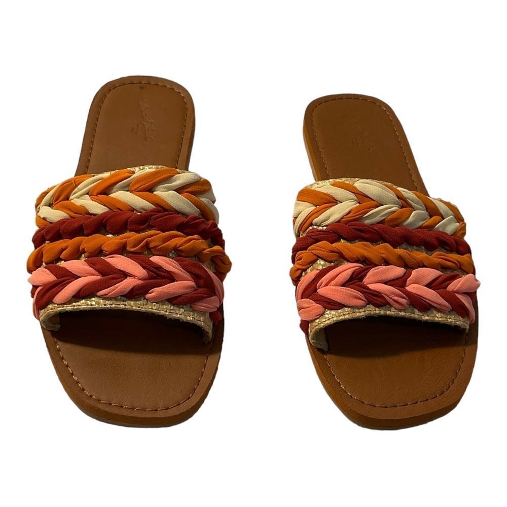 Universal Thread Women’s Natural Eve Slides Multicolor Slip On Flats Size 8.5